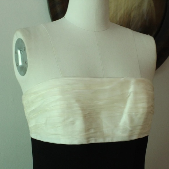 NWT 2000's Ralph Lauren Middleburg Black and Ivory Party dress with Pleated Silk - Picture 2 of 4
